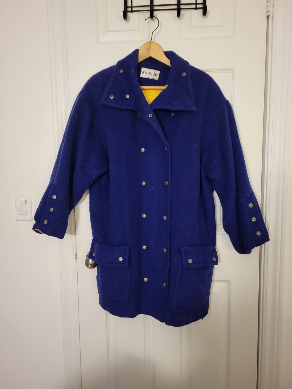 Women's Double-Breasted Wool Coat in Royal Blue